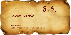 Beros Vidor névjegykártya